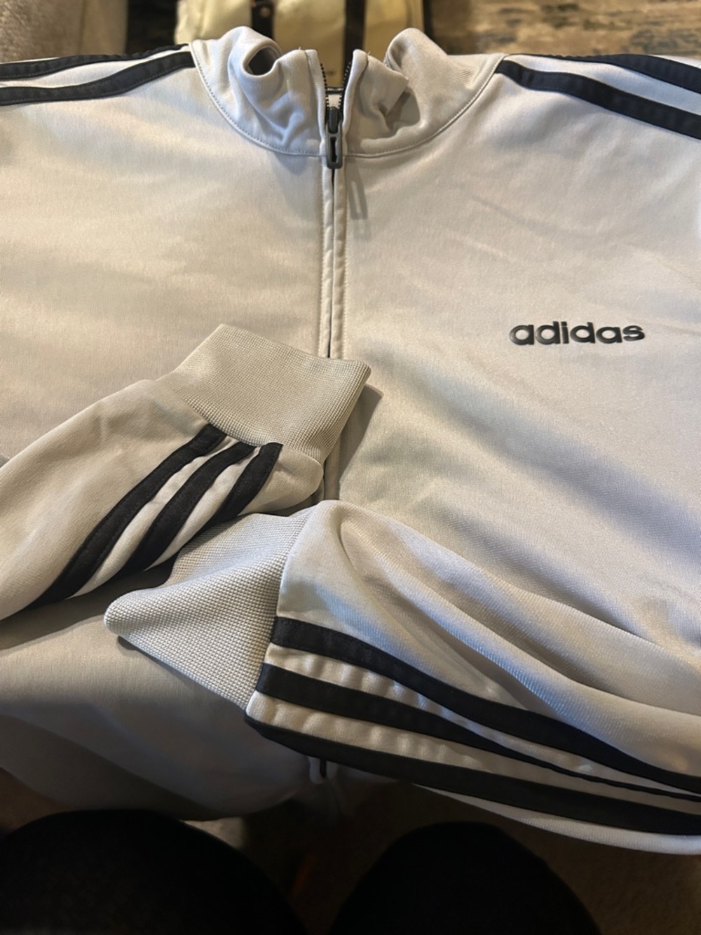adidas Cream Track Jacket with Black Stripes